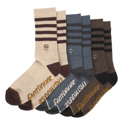 Striped Crew Socks, 3 Pack Neutral 3pack2