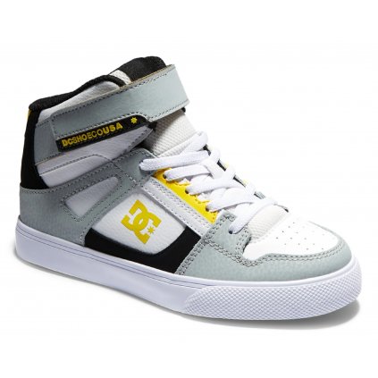 DC Kids´ Shoes Pure High Top White Grey Yellow (3)