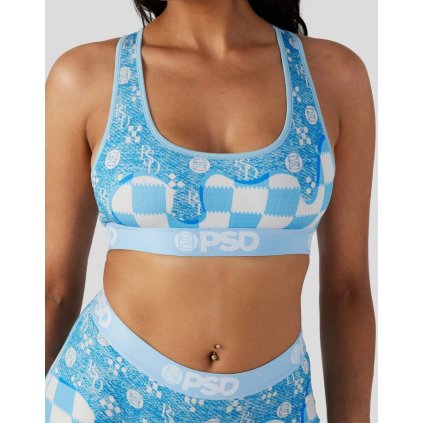 PSD Blue Denim Drip Women Sports Bra