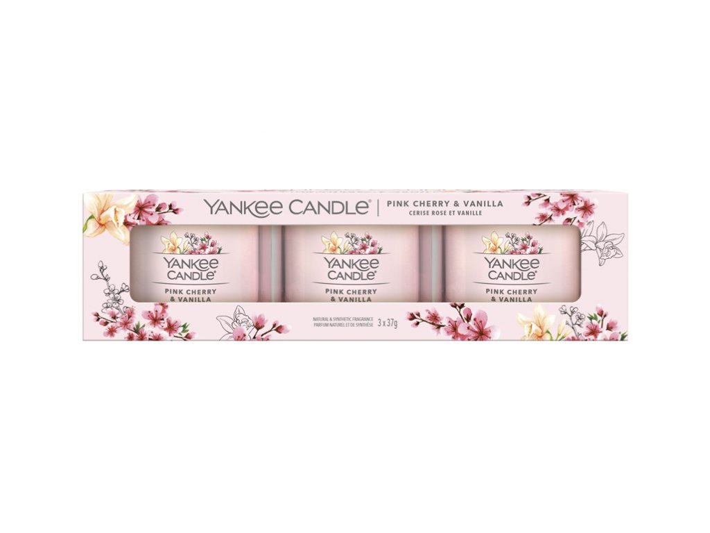 2328 yankee candle pink cherry vanilla sada votivnich svicek ve skle 3 x 37 g