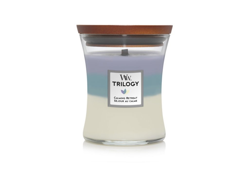 WoodWick Trilogy Calming Retreat svíčka váza střední 275 g