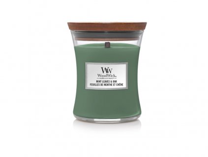 WoodWick Mint Leaves & Oak svíčka váza střední 275 g