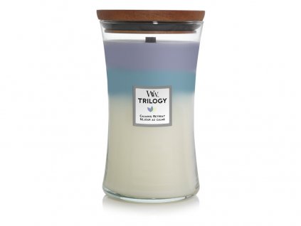 WoodWick Trilogy Calming Retreat svíčka váza velká 609 g