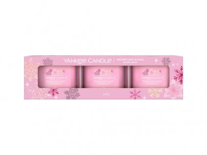 Yankee Candle Snowflake Kisses sada votivních svíček ve skle 3 x 37 g