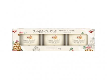 Yankee Candle Spun Sugar Flurries sada votivních svíček ve skle 3 x 37 g