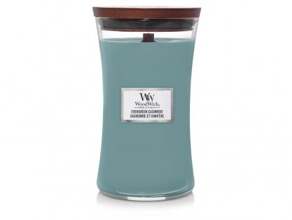 WoodWick Evergreen Cashmere svíčka váza velká 609 g