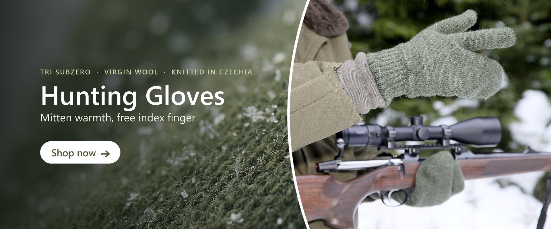 Tri Subzero hunting gloves in virgin wool with a free trigger finger