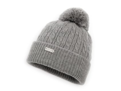 Vlnená Cepice S Bambulí / M / School Grey (Barva School Grey, Velikost M)