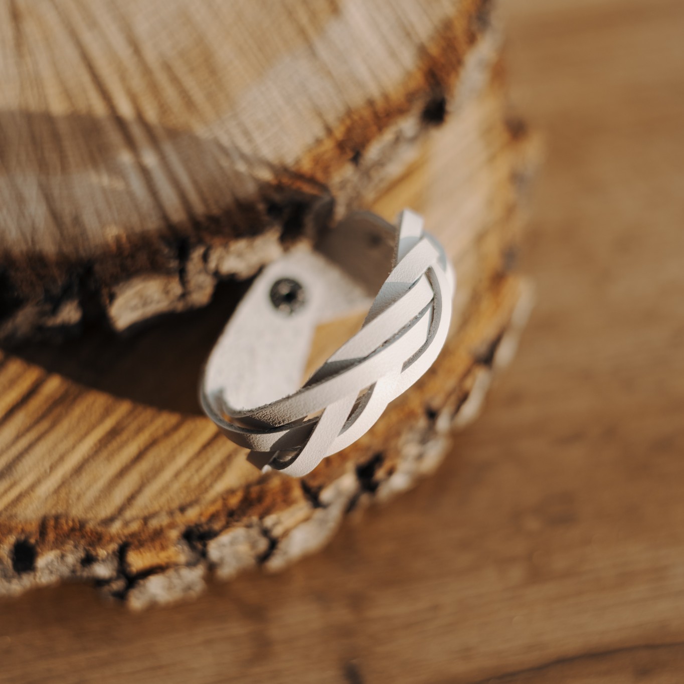 Wood Style Proplétaný náramek - krémový Velikost náramku: S