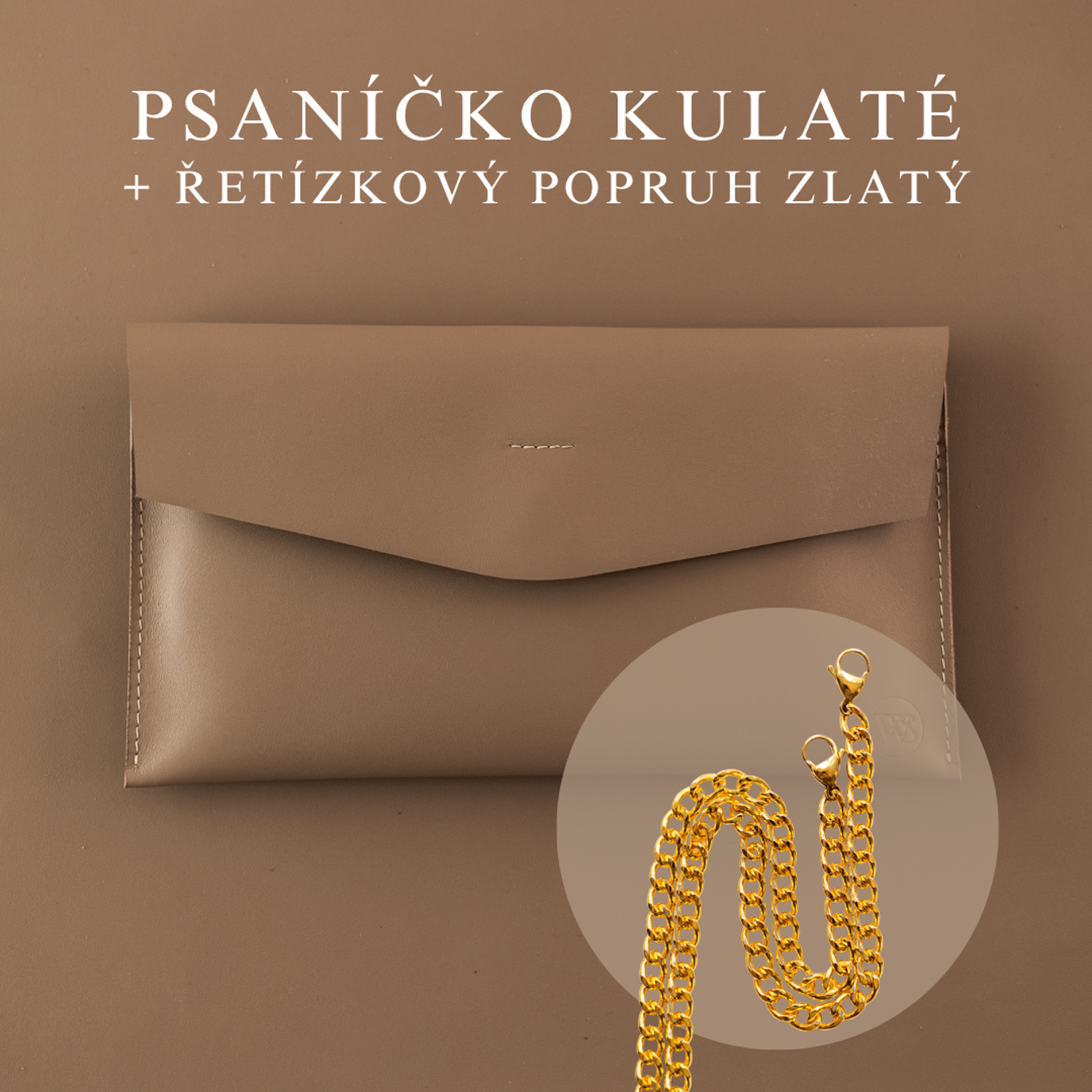 Psaníčko Kulaté - Latte Popruh: Řetízkový zlatý