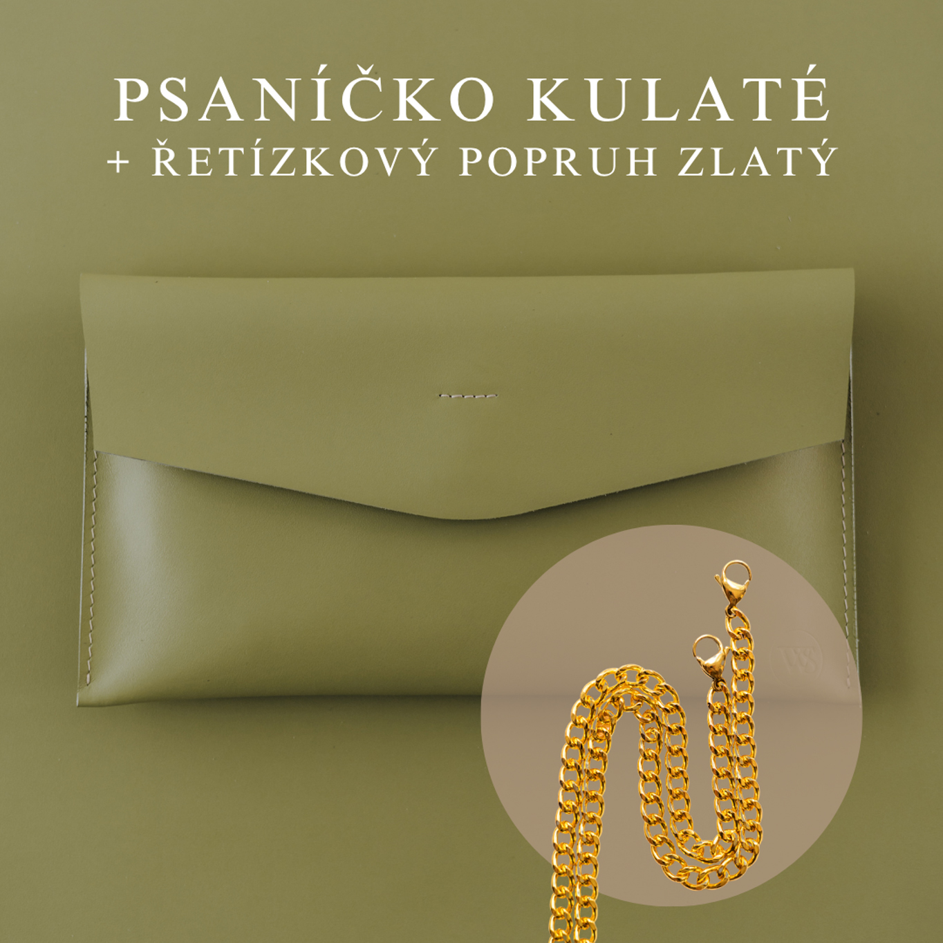 Psaníčko Kulaté - Pistacchio Popruh: Řetízkový zlatý