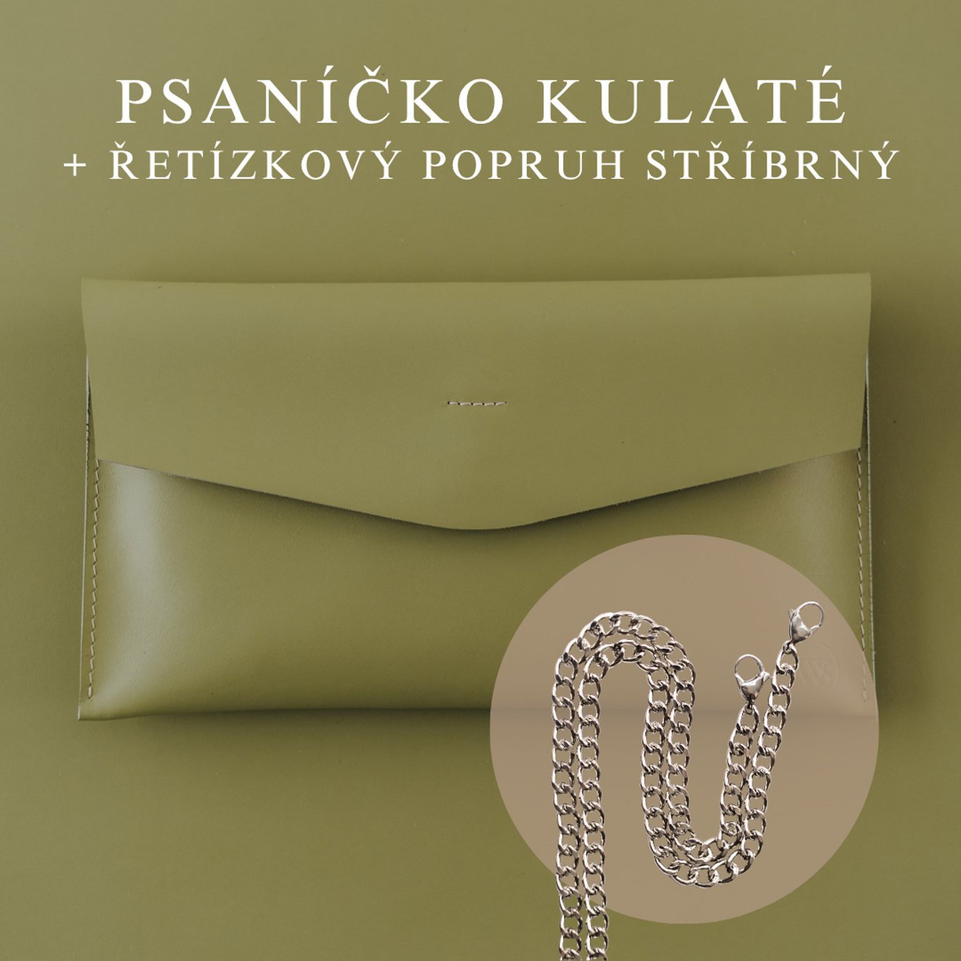 Psaníčko Kulaté - Pistacchio Popruh: Řetízkový stříbrný