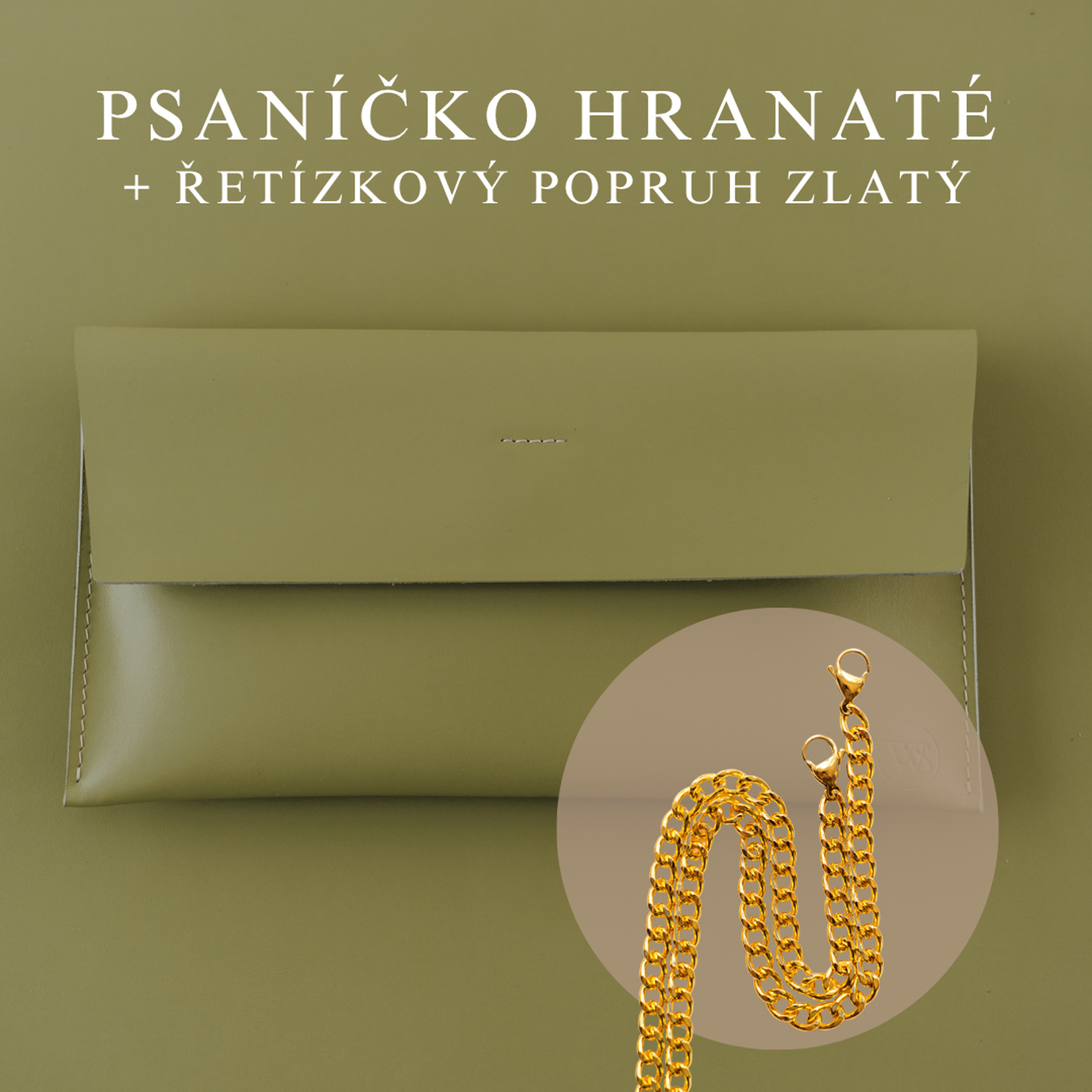 Wood Style Psaníčko Hranaté - Pistacchio Popruh: Řetízkový zlatý