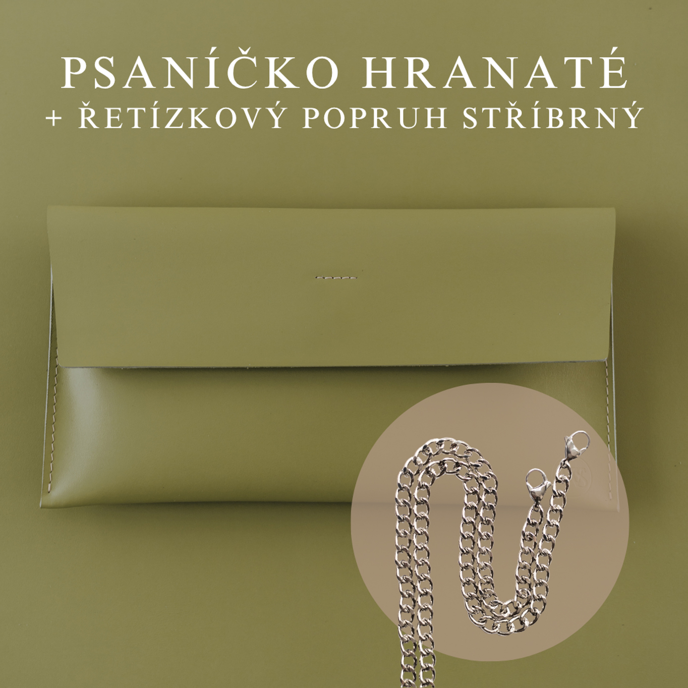 Wood Style Psaníčko Hranaté - Pistacchio Popruh: Řetízkový stříbrný