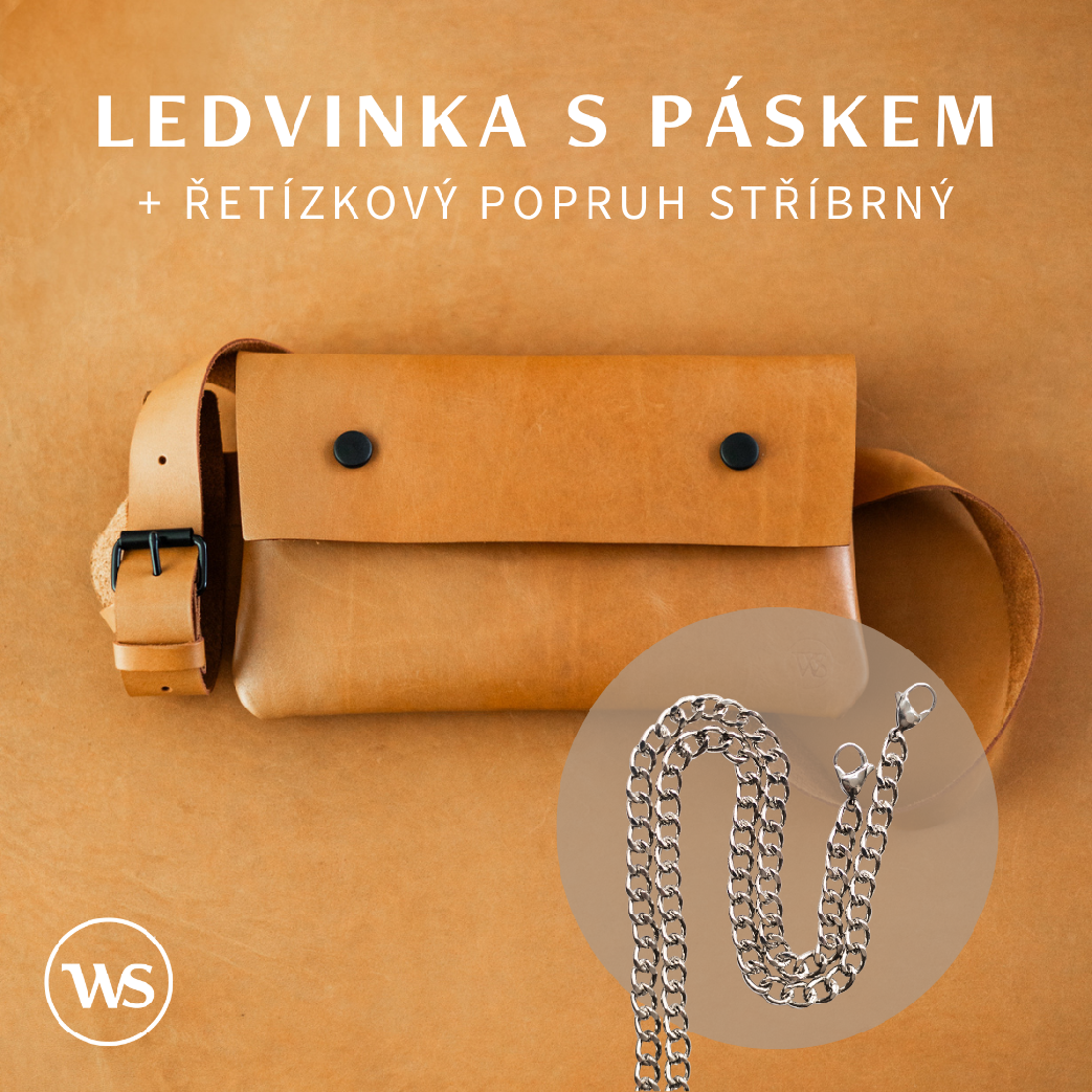 Wood Style Ledvinka Skořice Varianta: Ledvinka s páskem + řetízkový popruh stříbrný
