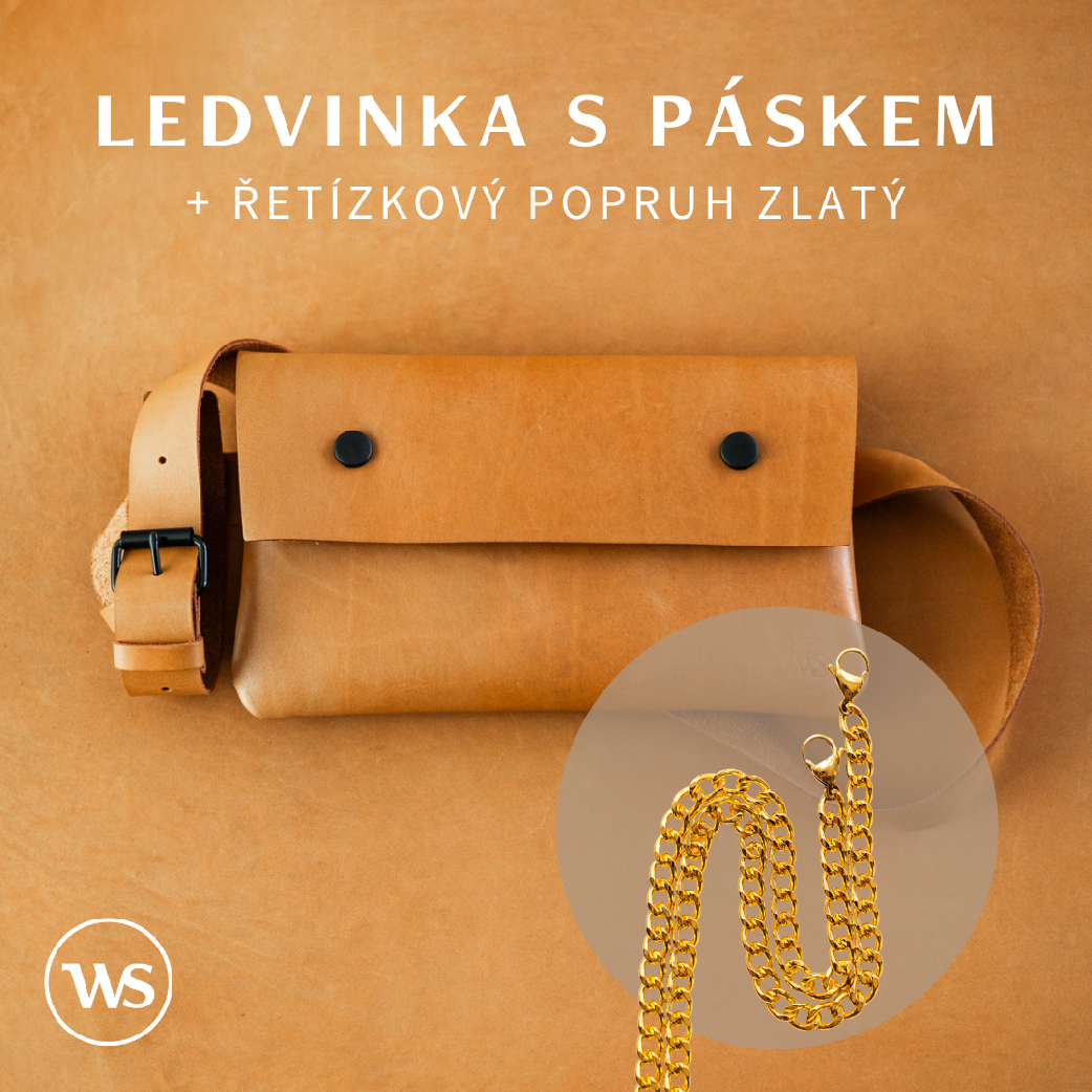 Wood Style Ledvinka Skořice Varianta: Ledvinka s páskem + řetízkový popruh zlatý
