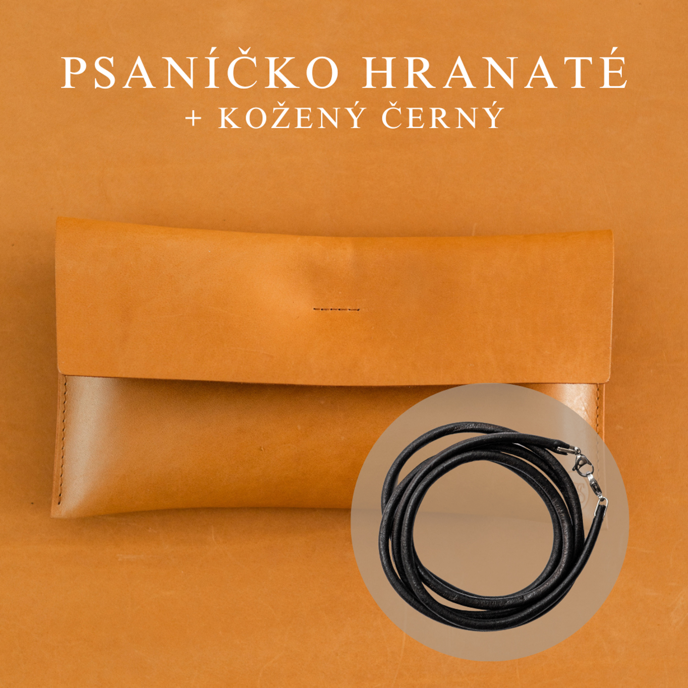Wood Style Psaníčko Hranaté - Skořice Popruh: Kožený Černý