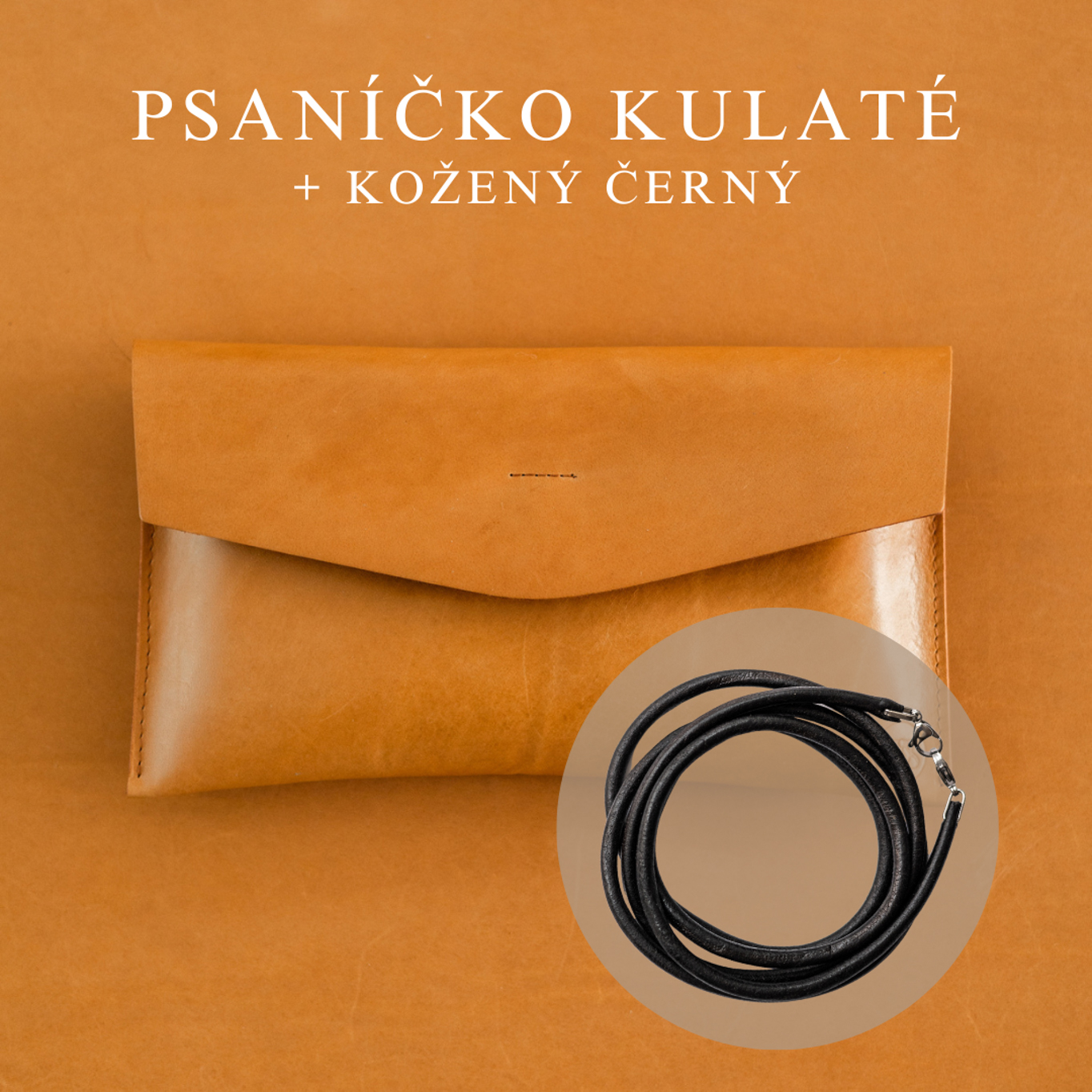 Wood Style Psaníčko Kulaté - Skořice Popruh: Kožený Černý