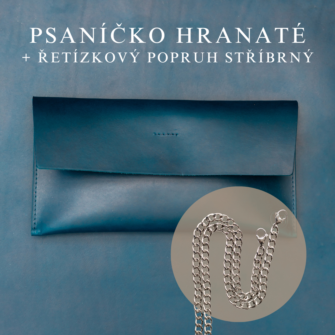 Wood Style Psaníčko Hranaté - Modré Popruh: Řetízkový stříbrný