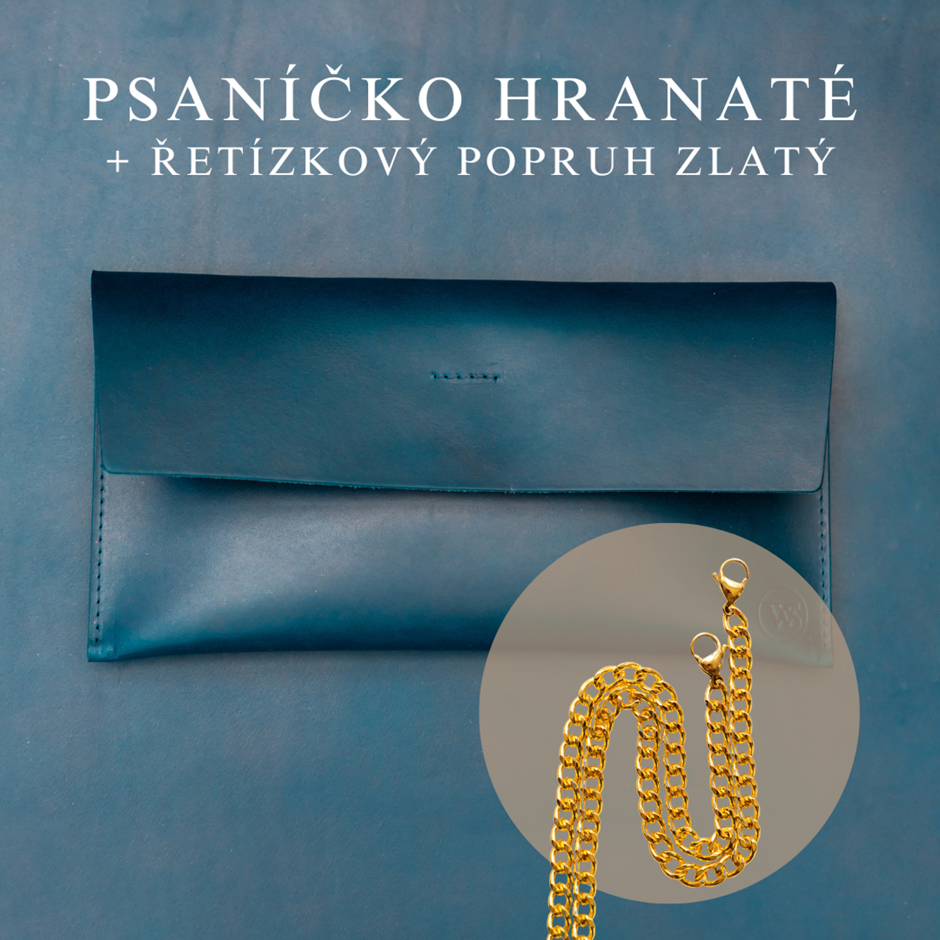 Wood Style Psaníčko Hranaté - Modré Popruh: Řetízkový zlatý