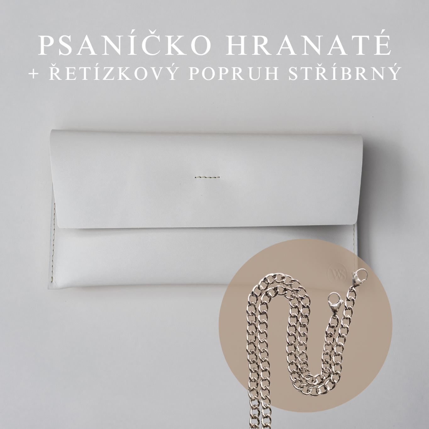 Wood Style Psaníčko Hranaté - Bílé Popruh: Řetízkový stříbrný