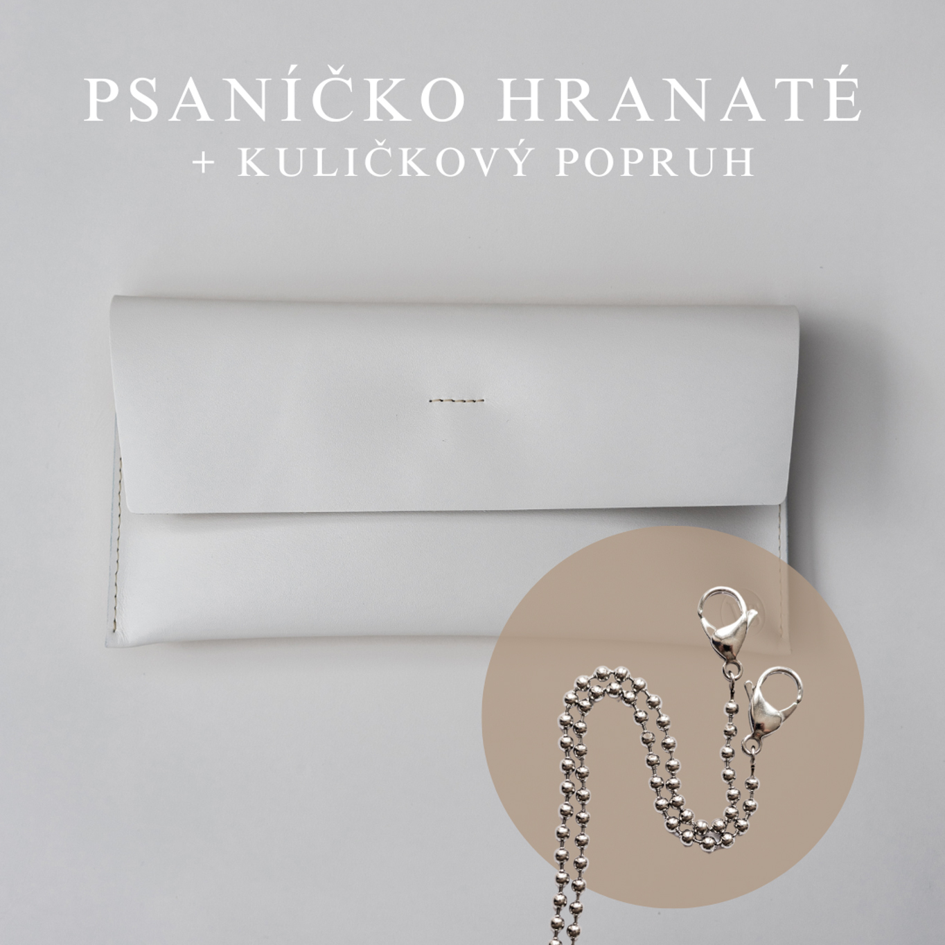 Wood Style Psaníčko Hranaté - Bílé Popruh: Kuličkový
