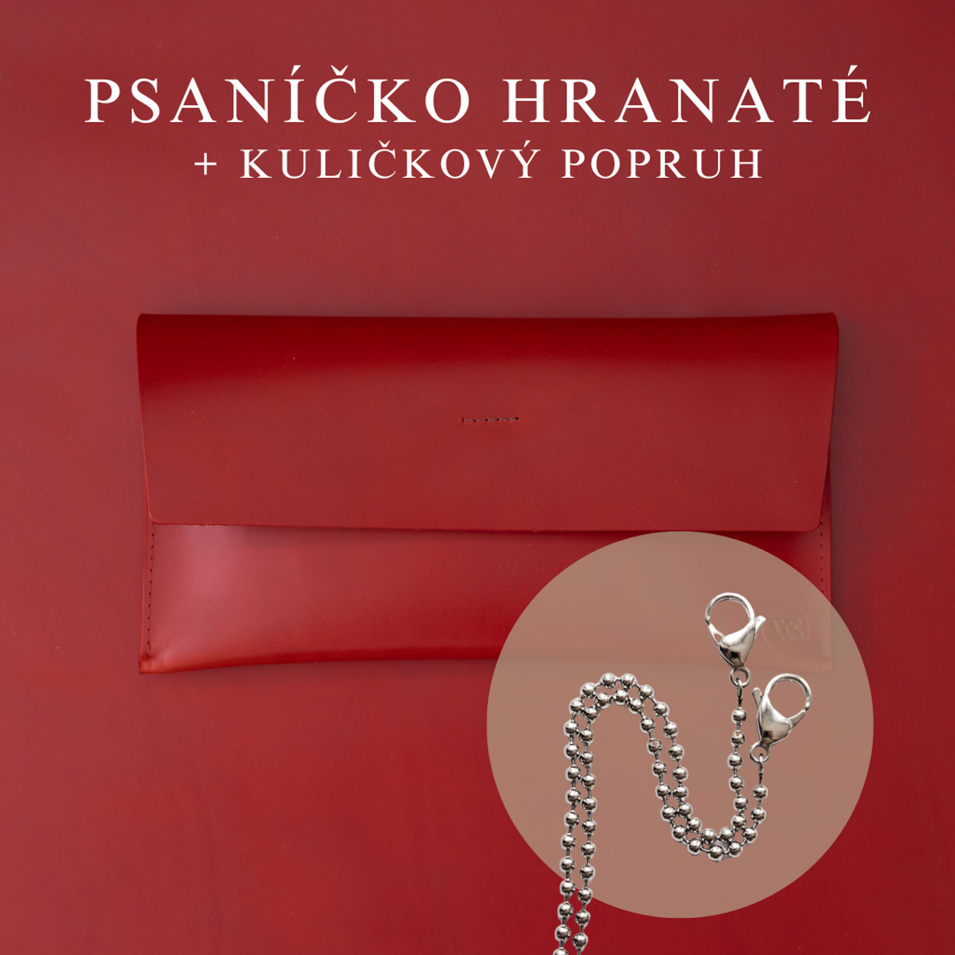 Wood Style Psaníčko Hranaté - Červené Popruh: Kuličkový