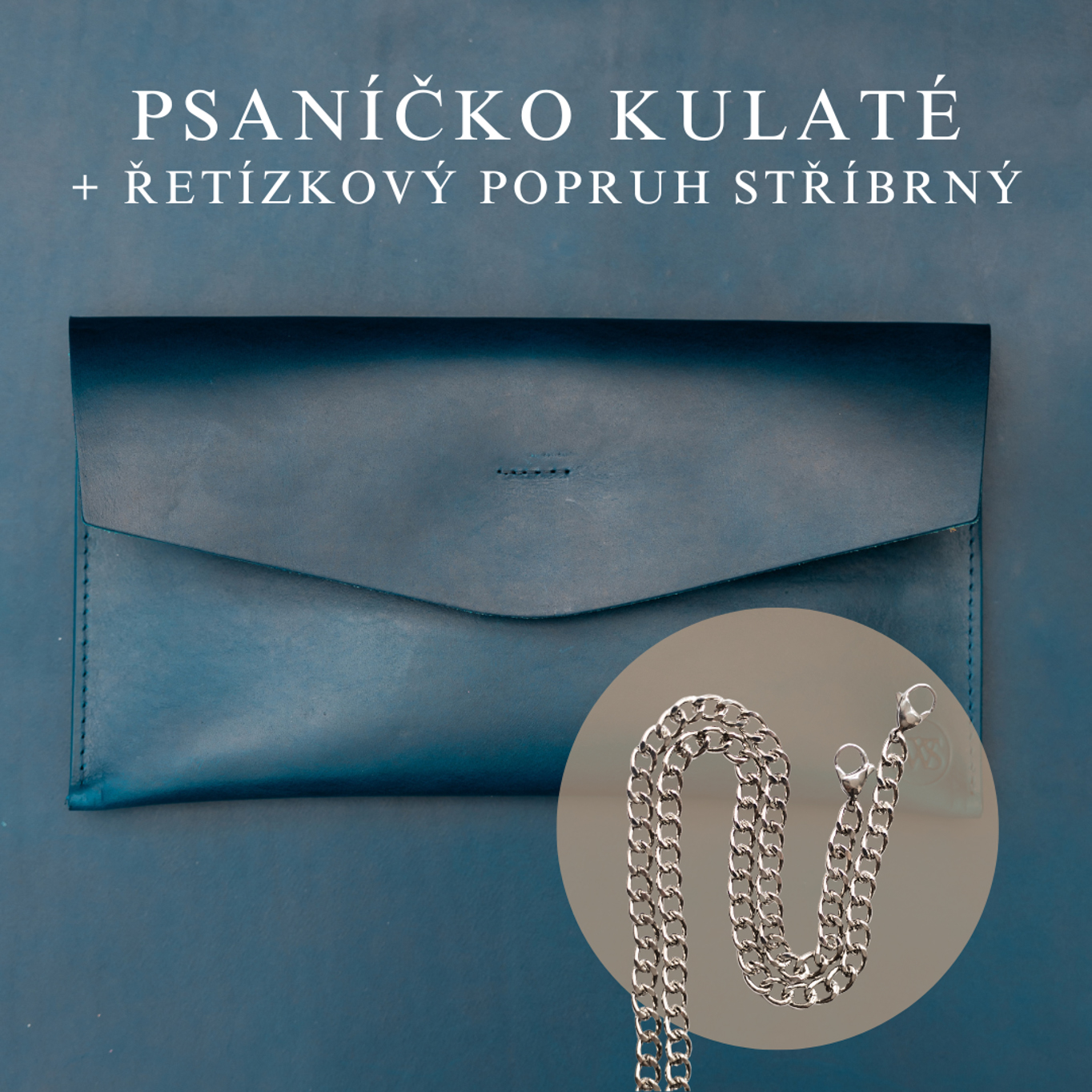 Wood Style Psaníčko Kulaté - Modré Popruh: Řetízkový stříbrný