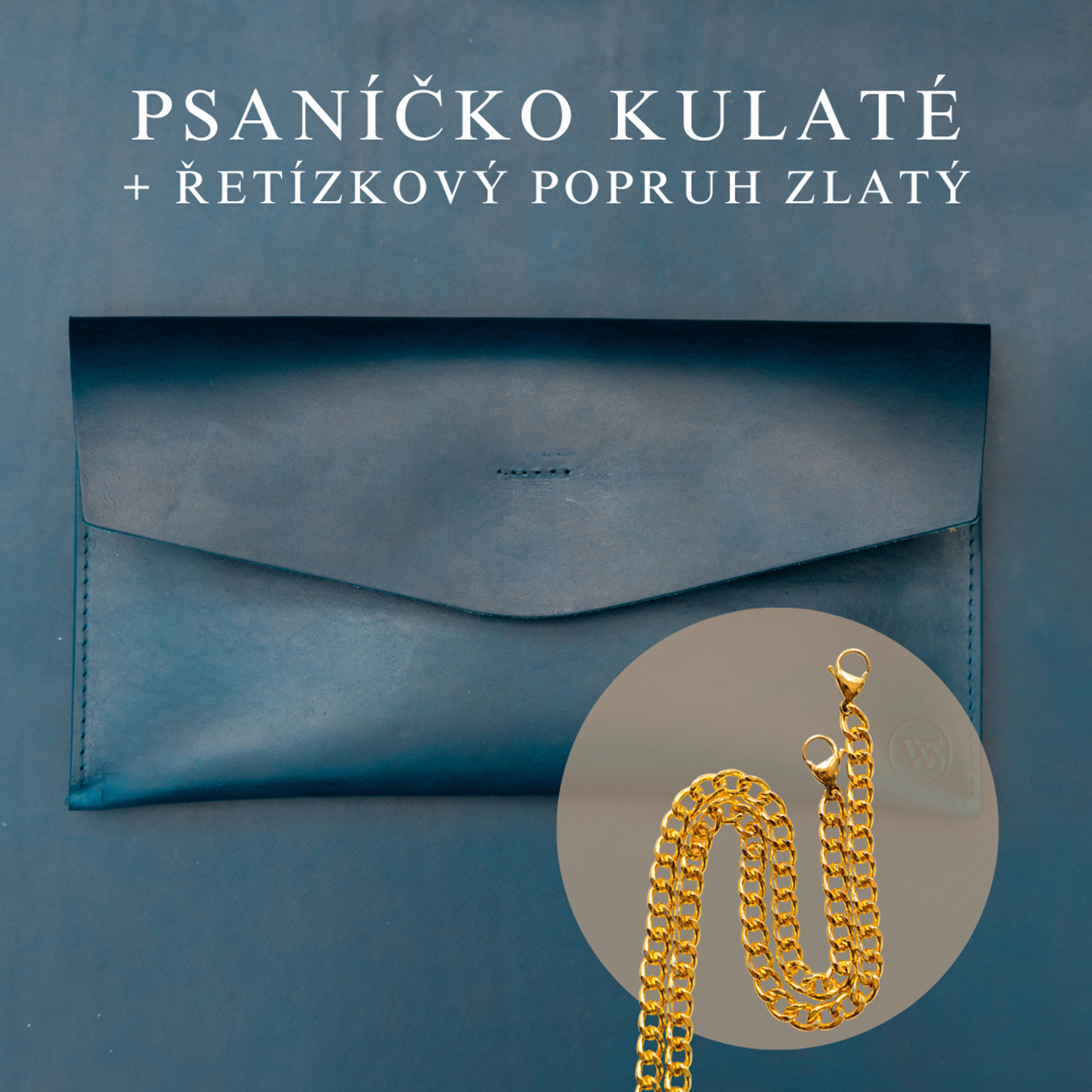 Wood Style Psaníčko Kulaté - Modré Popruh: Řetízkový zlatý