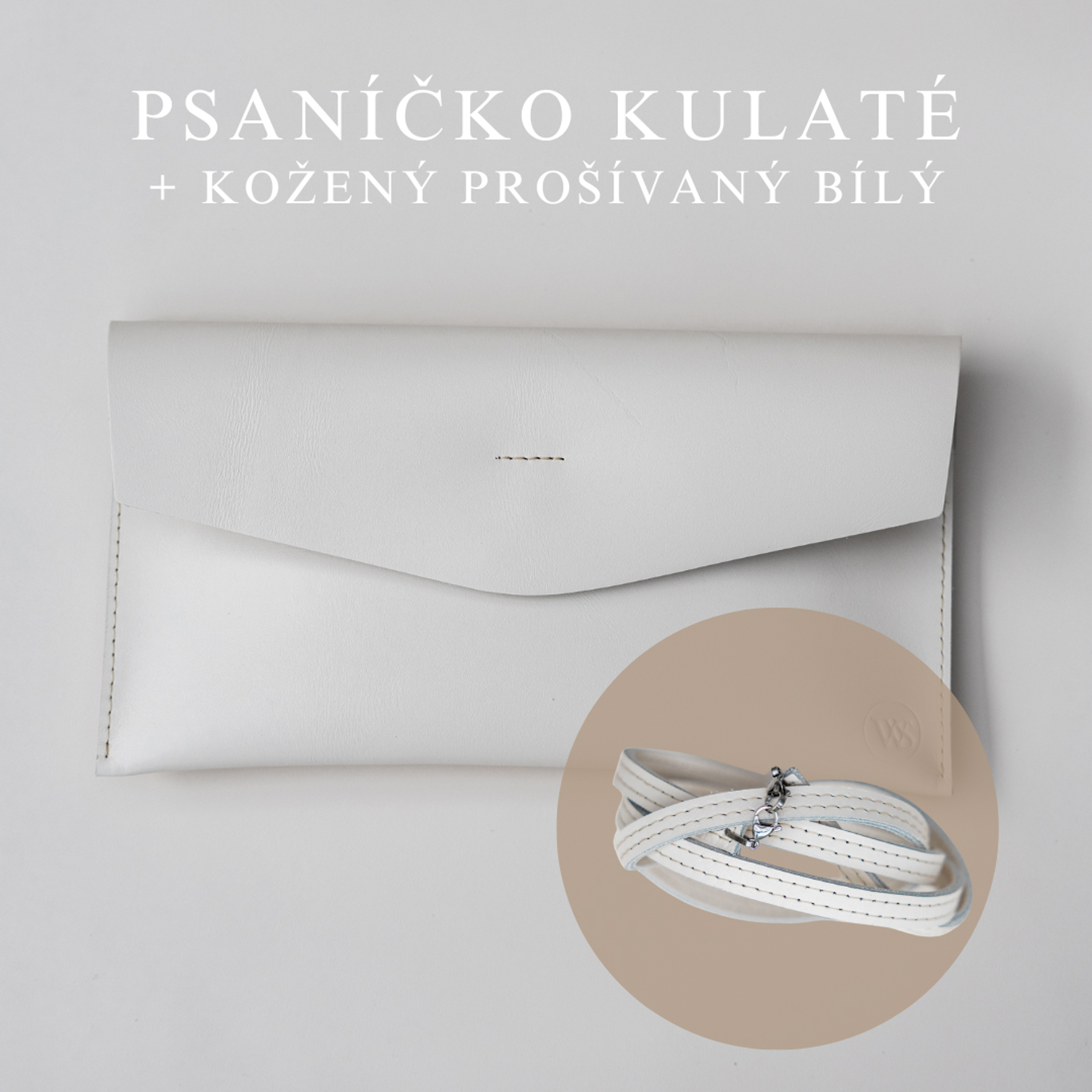 Wood Style Psaníčko Kulaté - Bílé Popruh: Kožený prošívaný Bílý