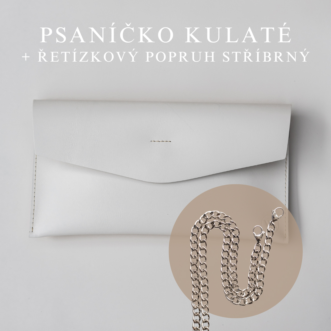 Wood Style Psaníčko Kulaté - Bílé Popruh: Řetízkový stříbrný