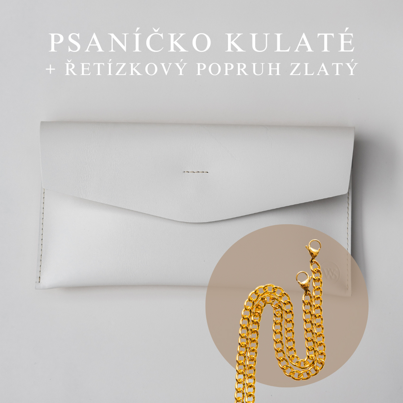 Wood Style Psaníčko Kulaté - Bílé Popruh: Řetízkový zlatý