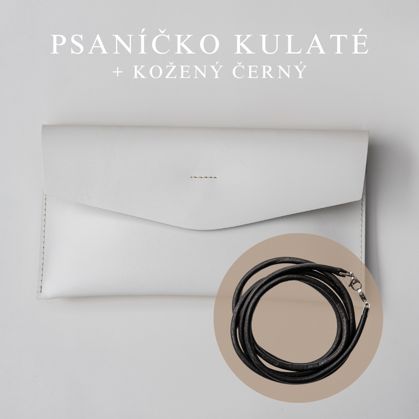 Wood Style Psaníčko Kulaté - Bílé Popruh: Kožený Černý