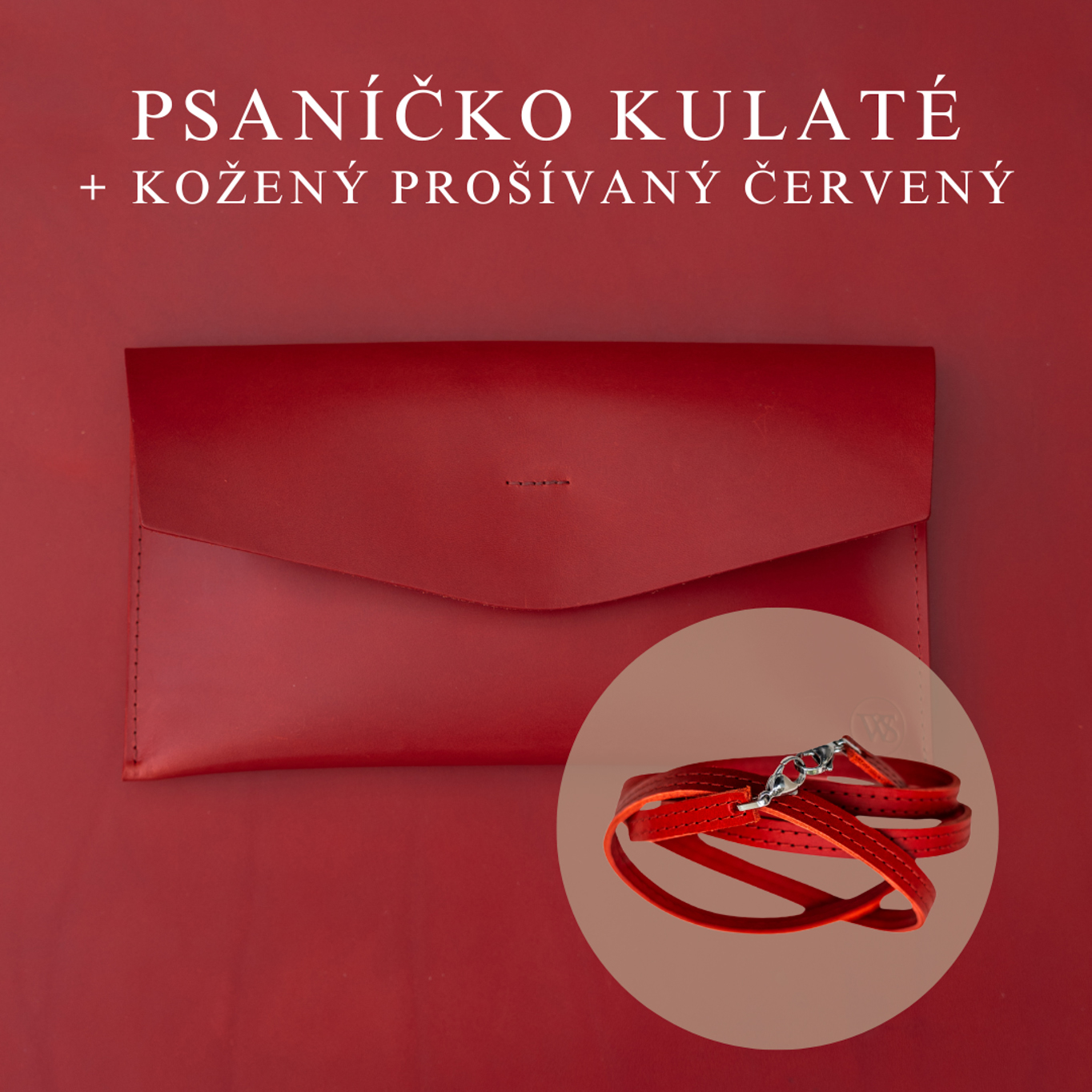 Wood Style Psaníčko Kulaté - Červené Popruh: Kožený prošívaný Červený