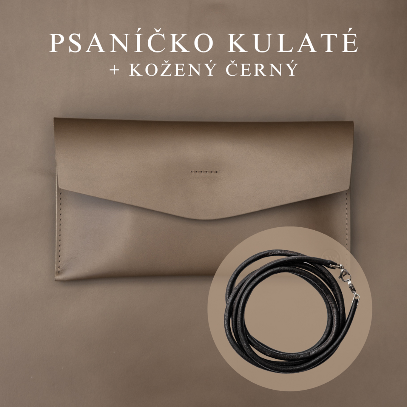 Wood Style Psaníčko Kulaté - Mokka Popruh: Kožený Černý