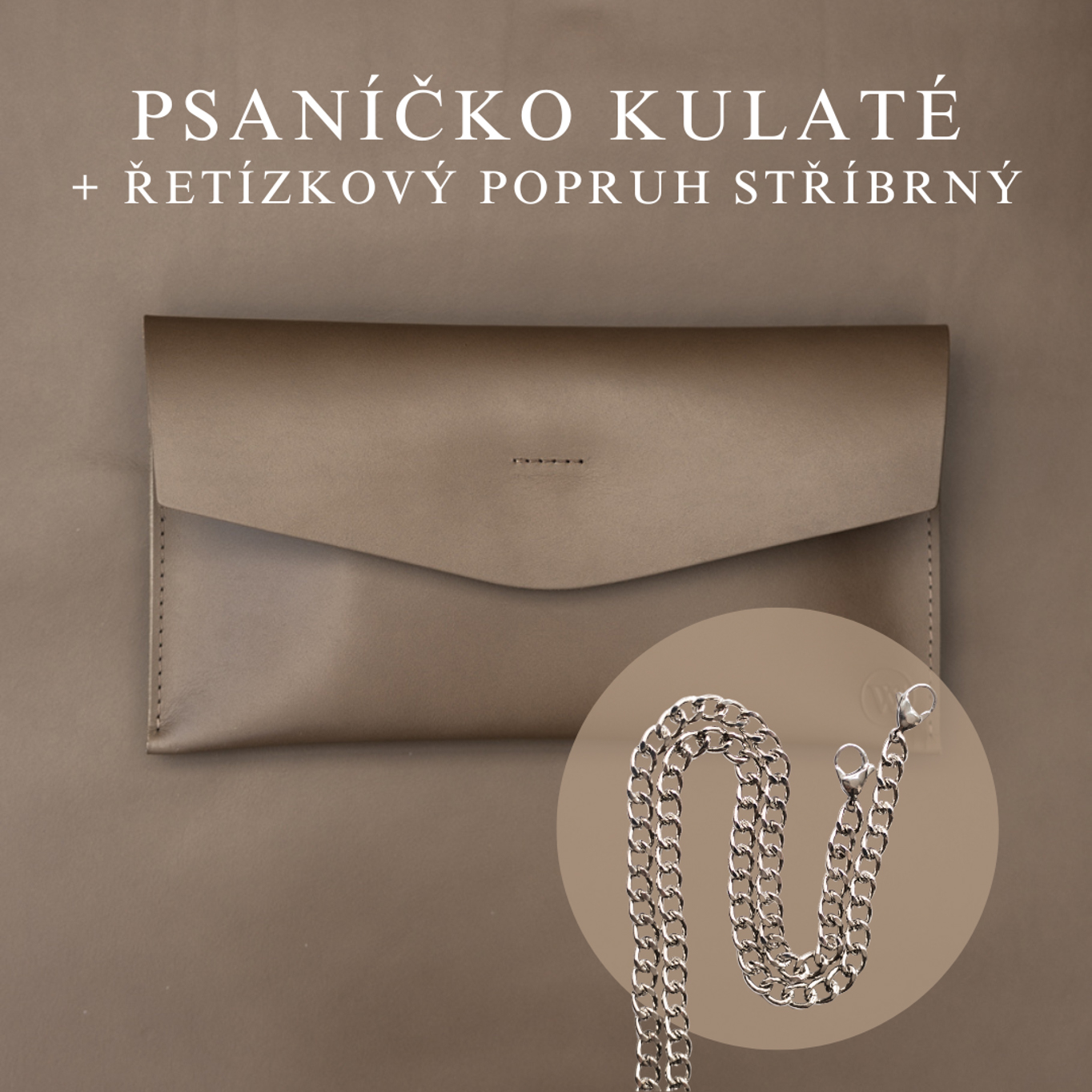 Psaníčko Kulaté - Mokka Popruh: Řetízkový stříbrný