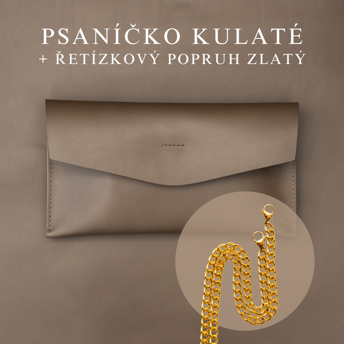 Psaníčko Kulaté - Mokka Popruh: Řetízkový zlatý