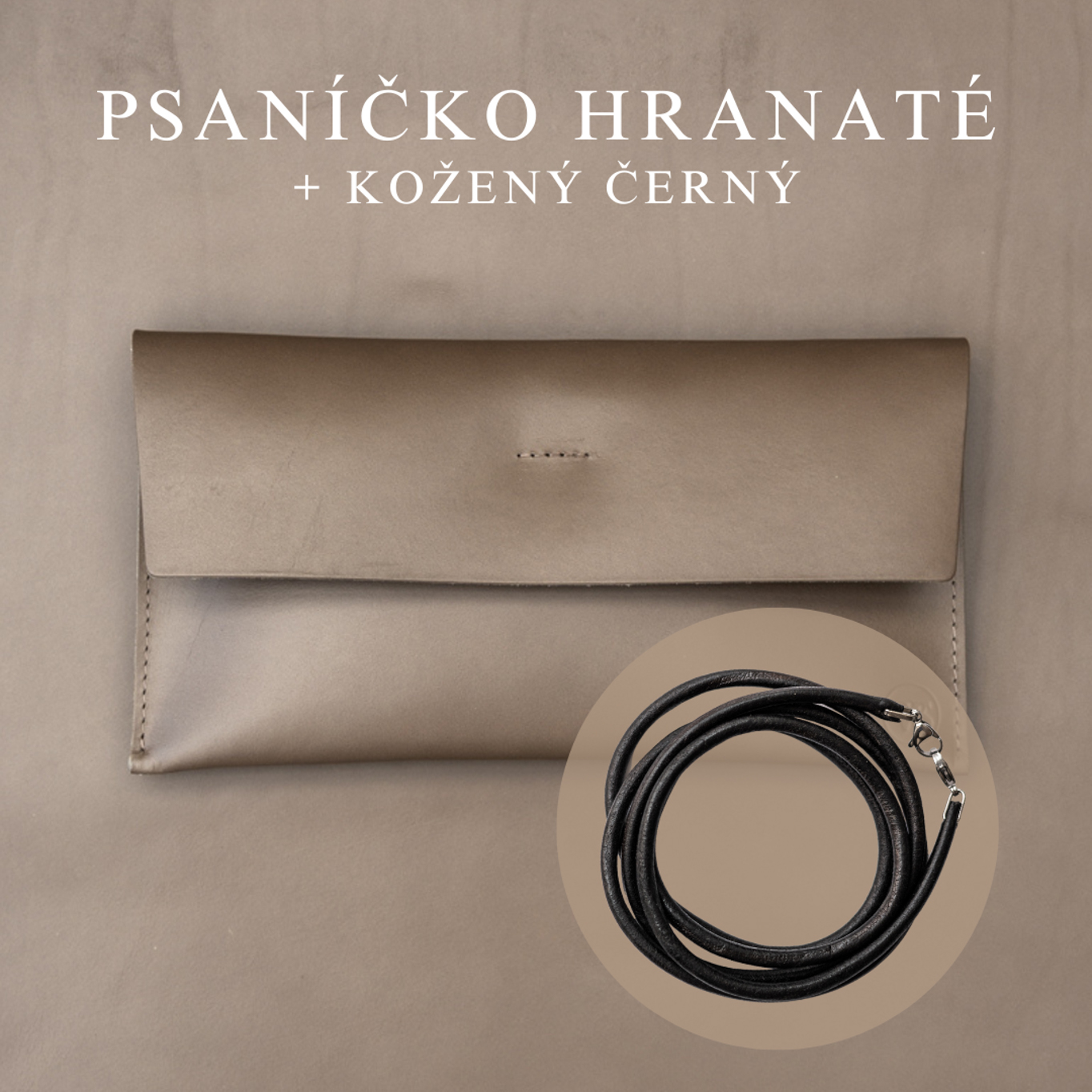Wood Style Psaníčko Hranaté - Mokka Popruh: Kožený Černý