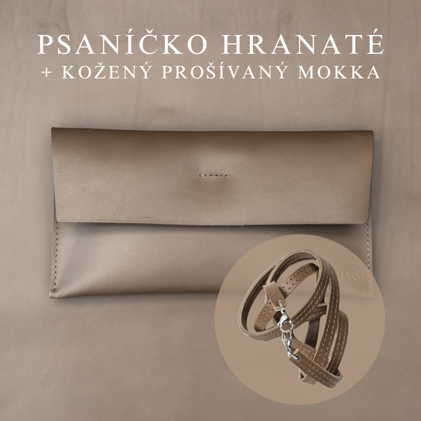 Wood Style Psaníčko Hranaté - Mokka Popruh: Kožený prošívaný Mokka