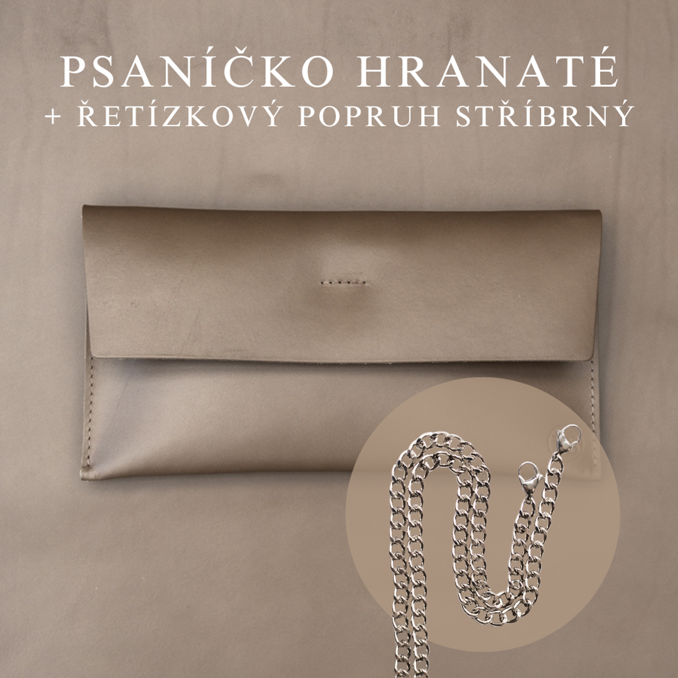 Wood Style Psaníčko Hranaté - Mokka Popruh: Řetízkový stříbrný