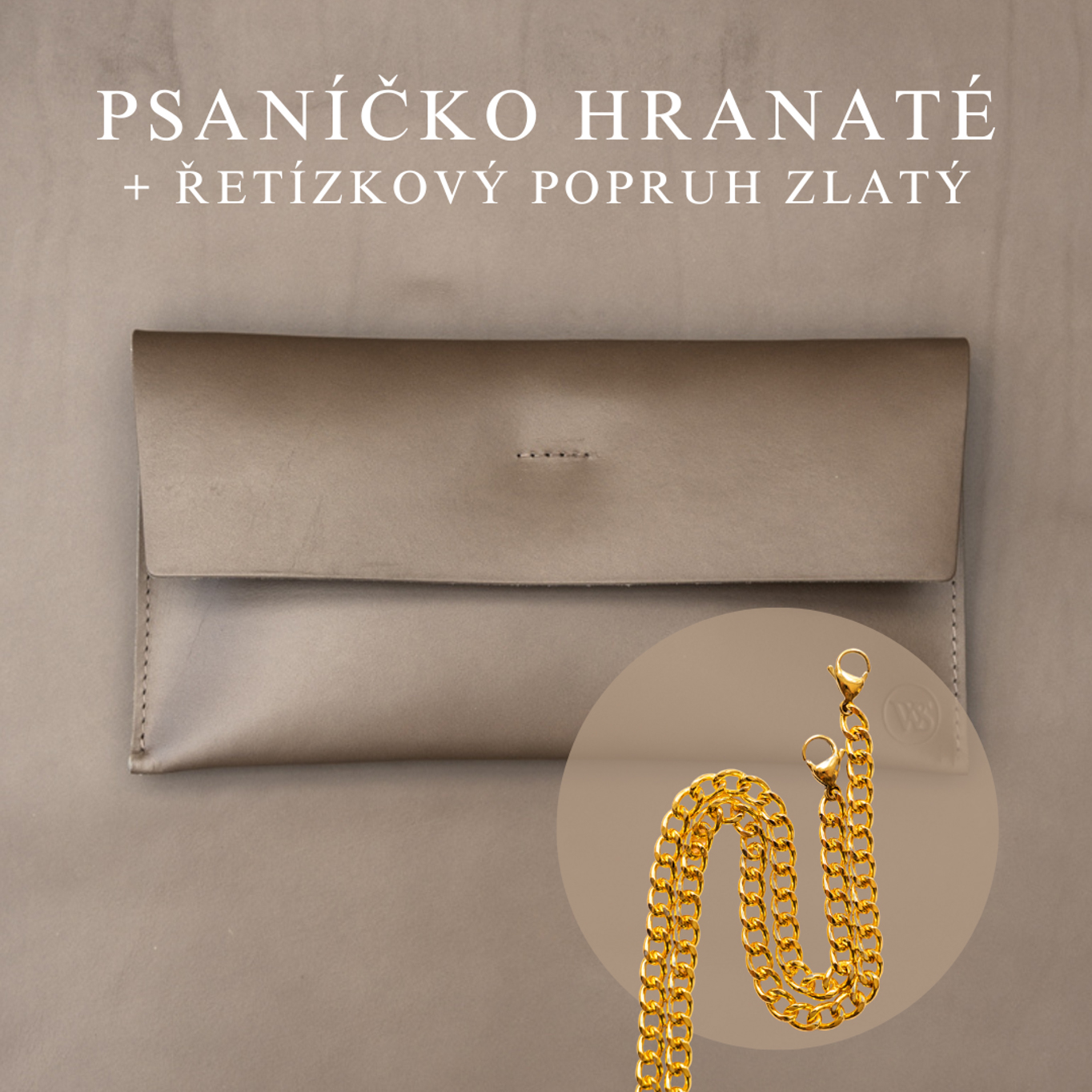 Wood Style Psaníčko Hranaté - Mokka Popruh: Řetízkový zlatý