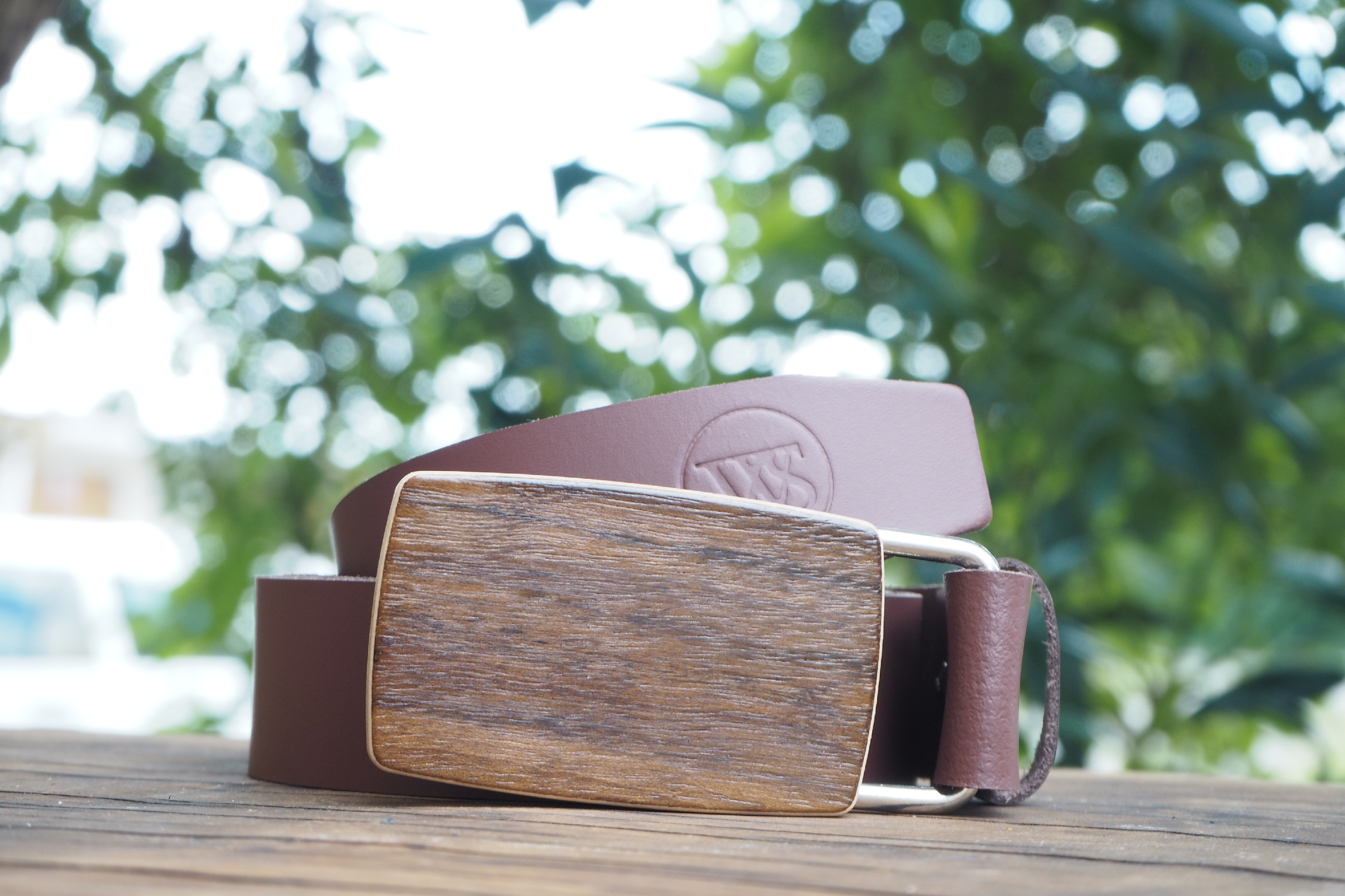 Wood Style Opasek Kulatý Ořech Obvod pasu: 115, Barva kůže: Hnědá