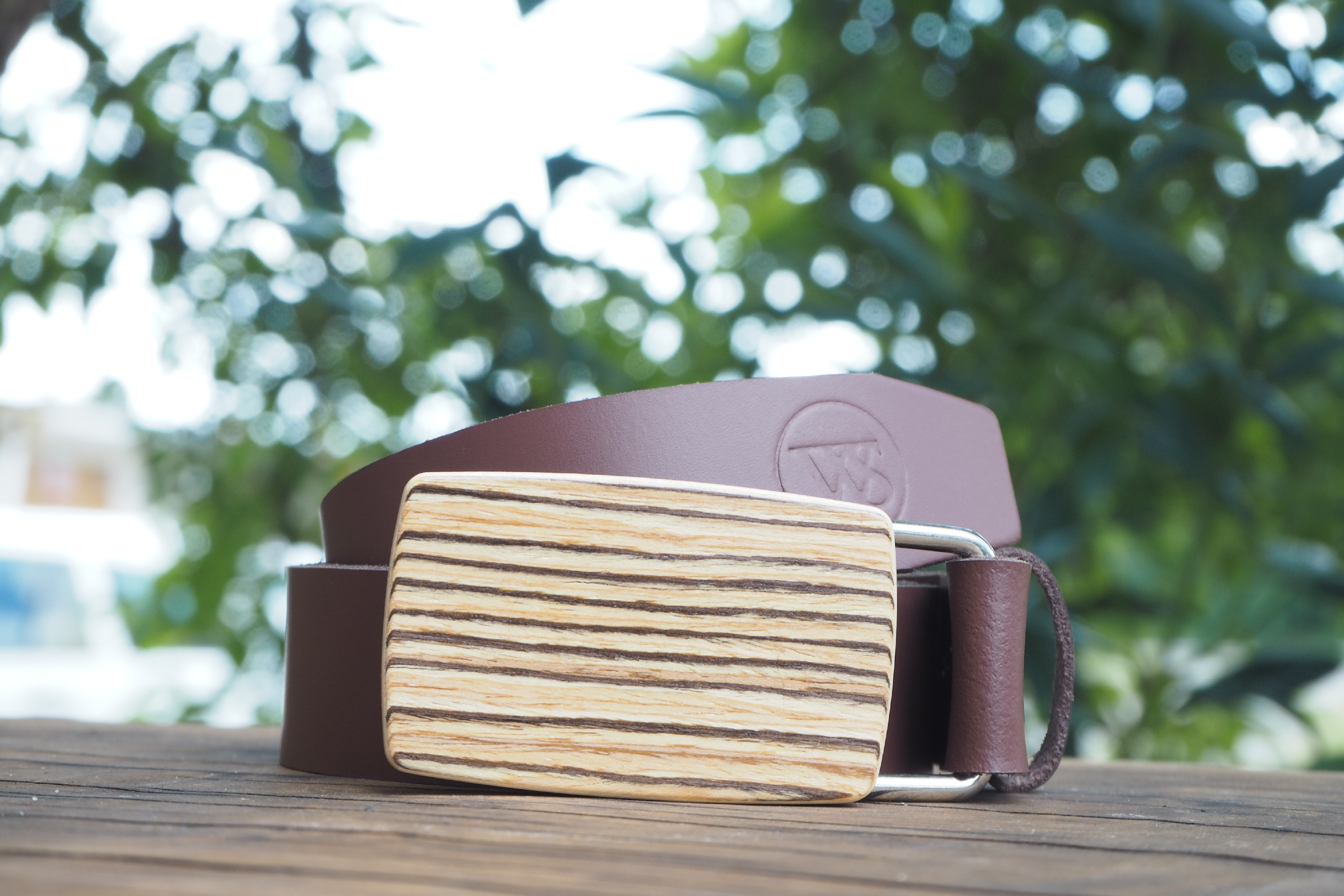 Wood Style Opasek Kulatý Zebráno Obvod pasu: 115, Barva kůže: Hnědá