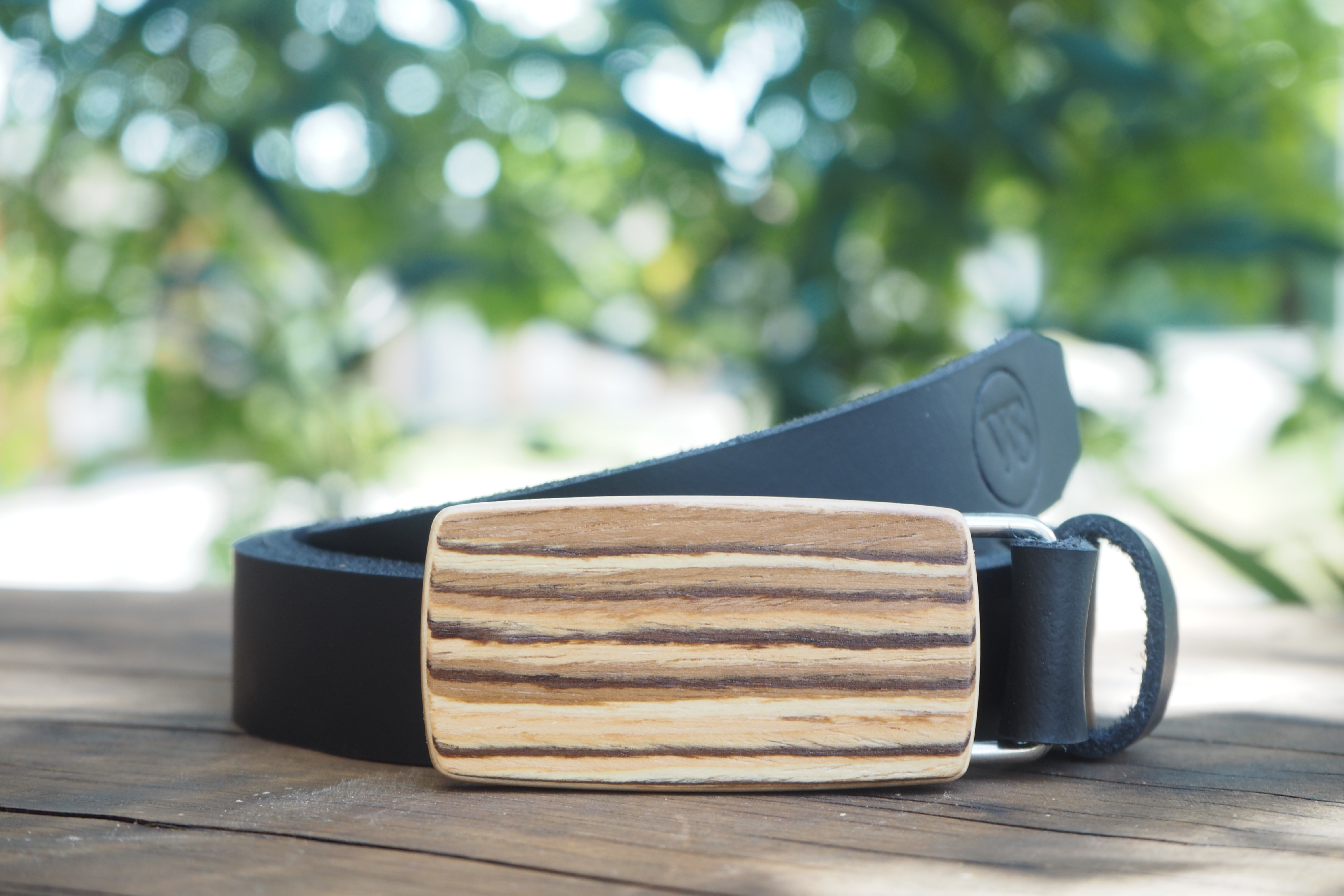 Wood Style Opasek Slim Zebráno Obvod pasu: 115, Barva kůže: Černá