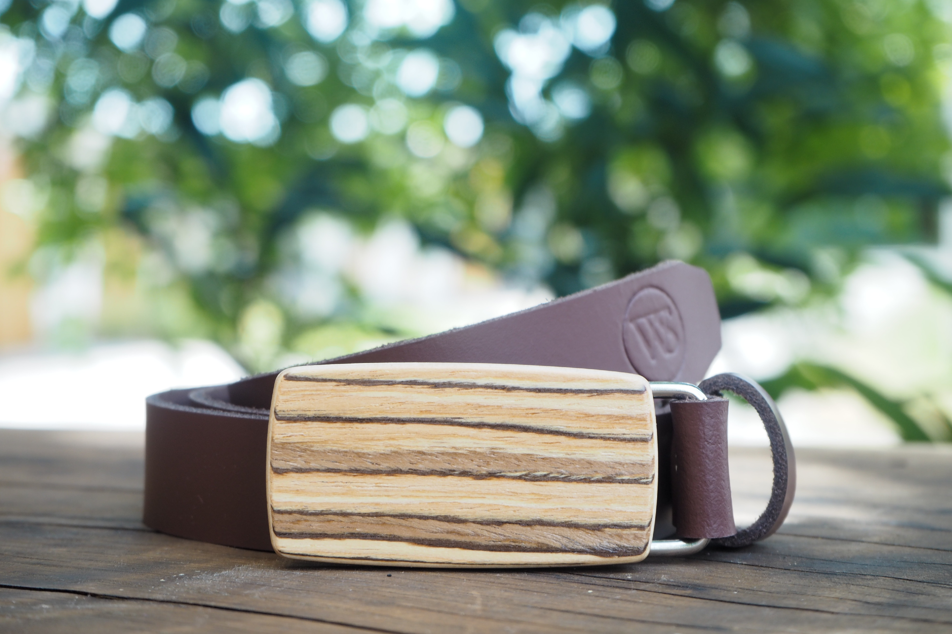 Wood Style Opasek Slim Zebráno Obvod pasu: 115, Barva kůže: Hnědá