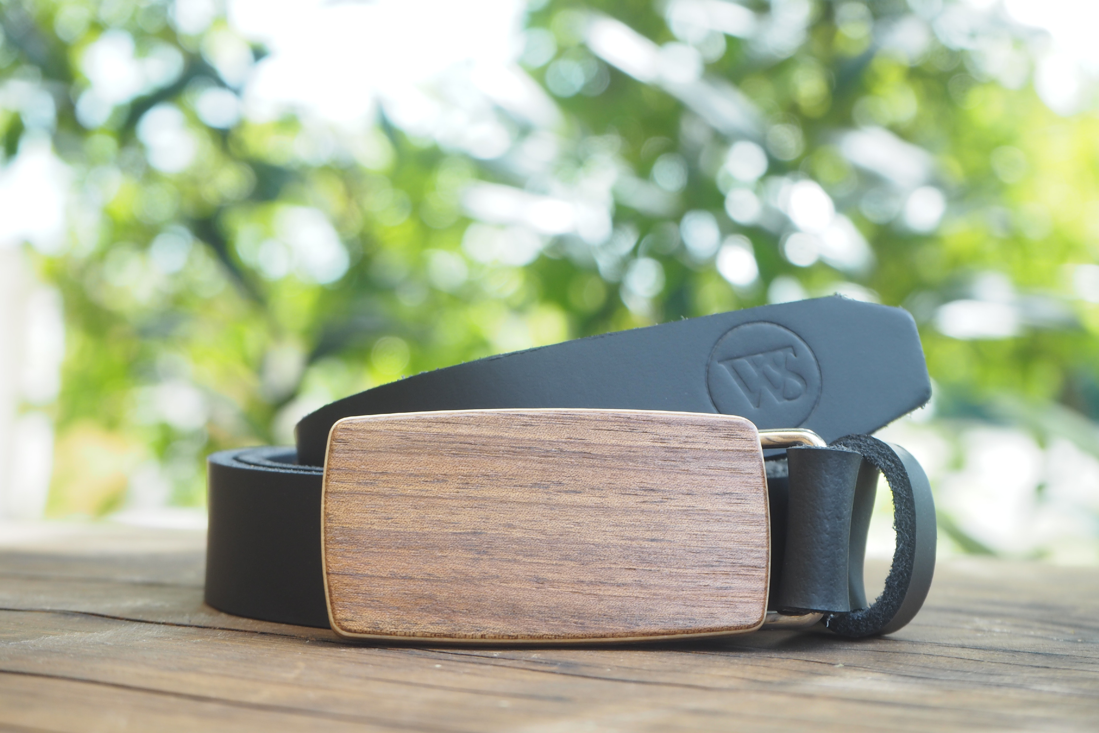 Wood Style Opasek Slim Ořech americký Obvod pasu: 115, Barva kůže: Černá