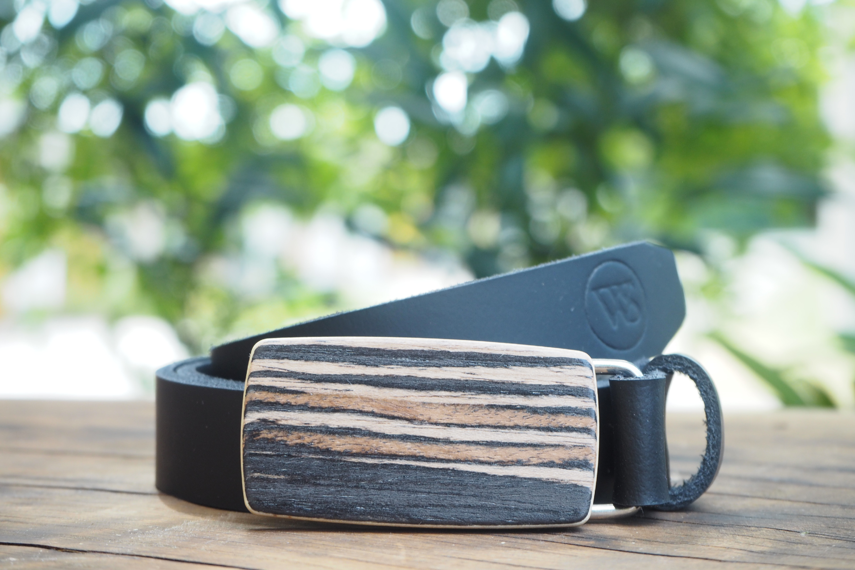 Wood Style Opasek Slim Dub černý Obvod pasu: 70, Barva kůže: Černá