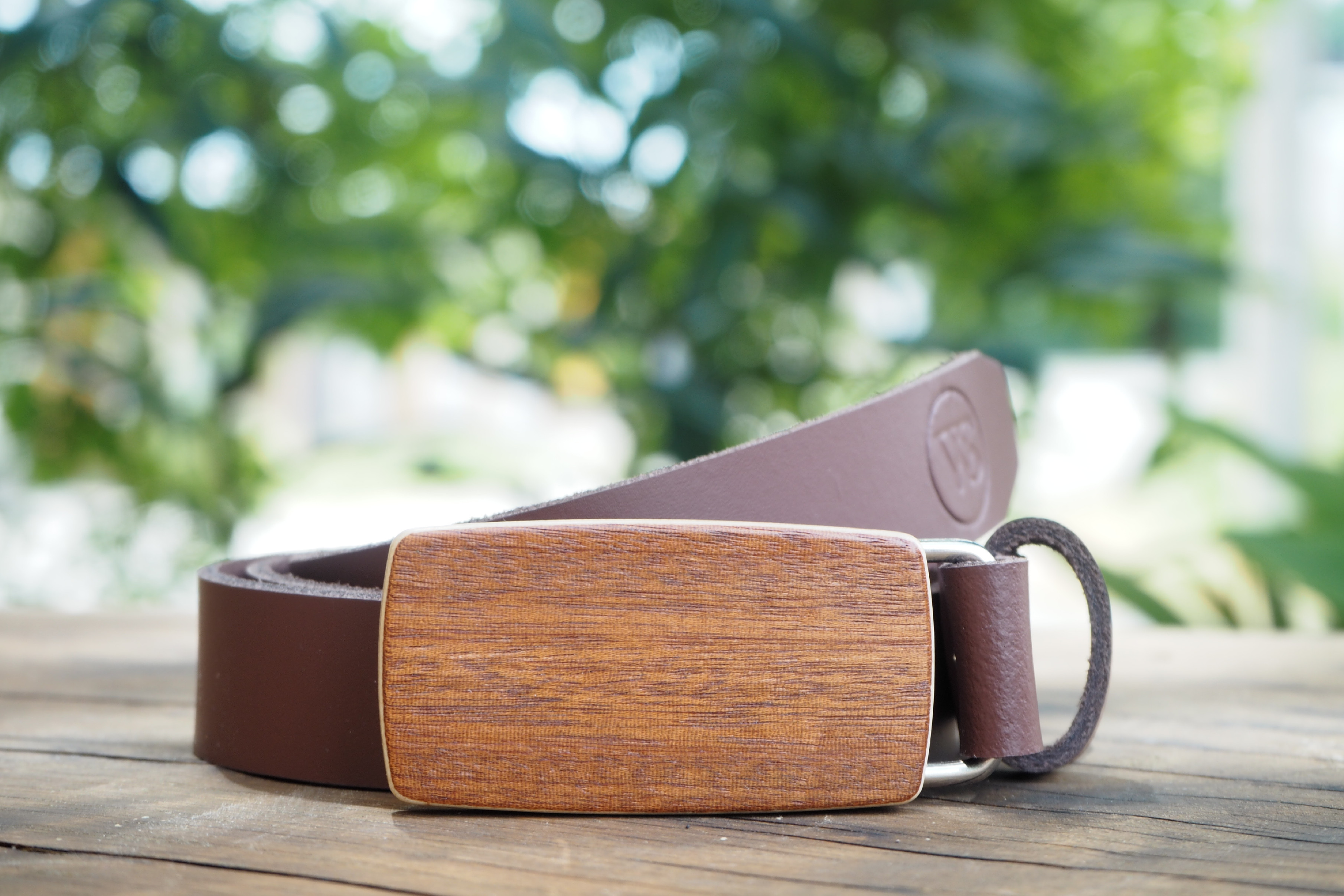 Wood Style Opasek Slim Třešeň Obvod pasu: 90, Barva kůže: Hnědá