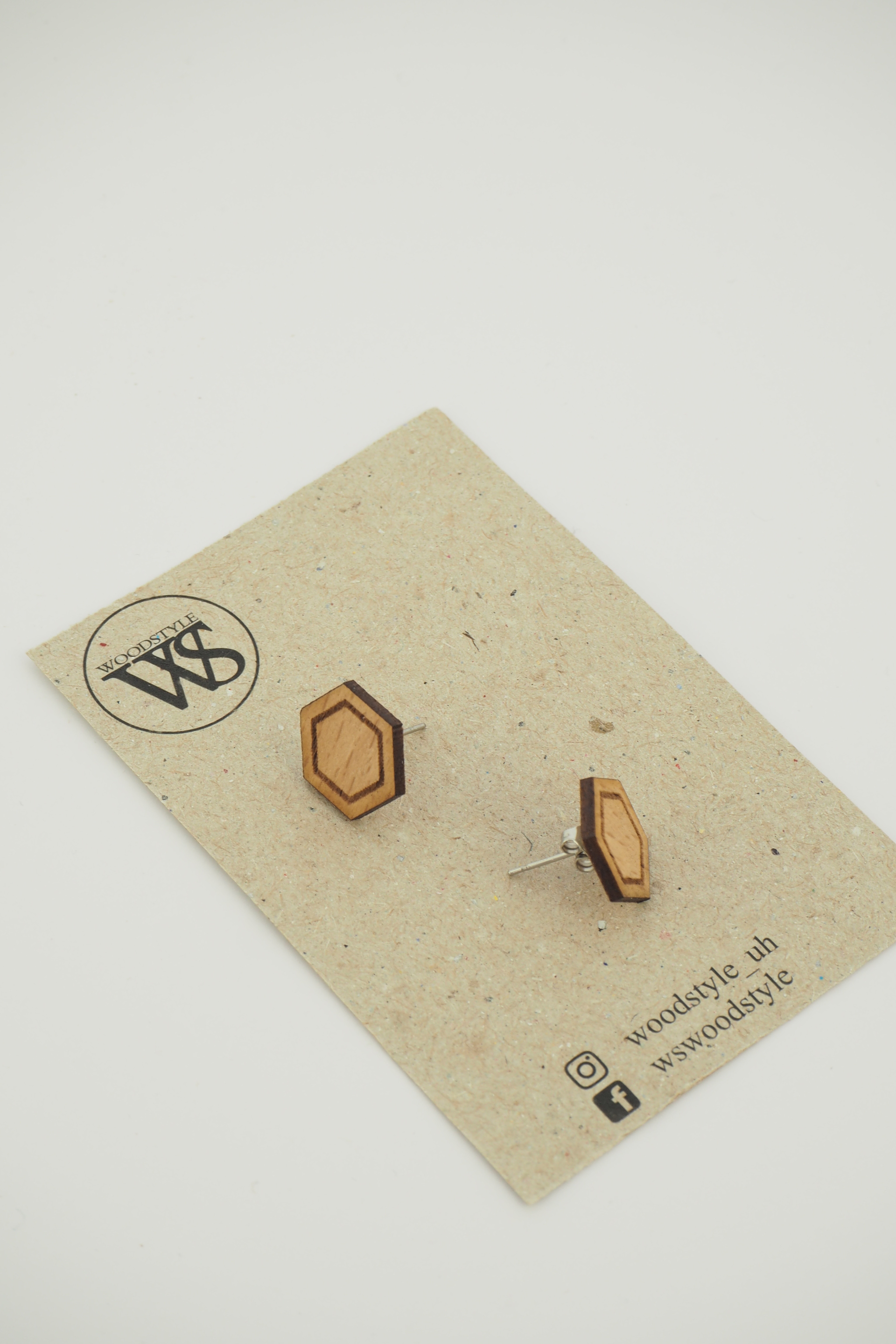 Wood Style Náušnice gravírované Honeycomb (obrázek 3)