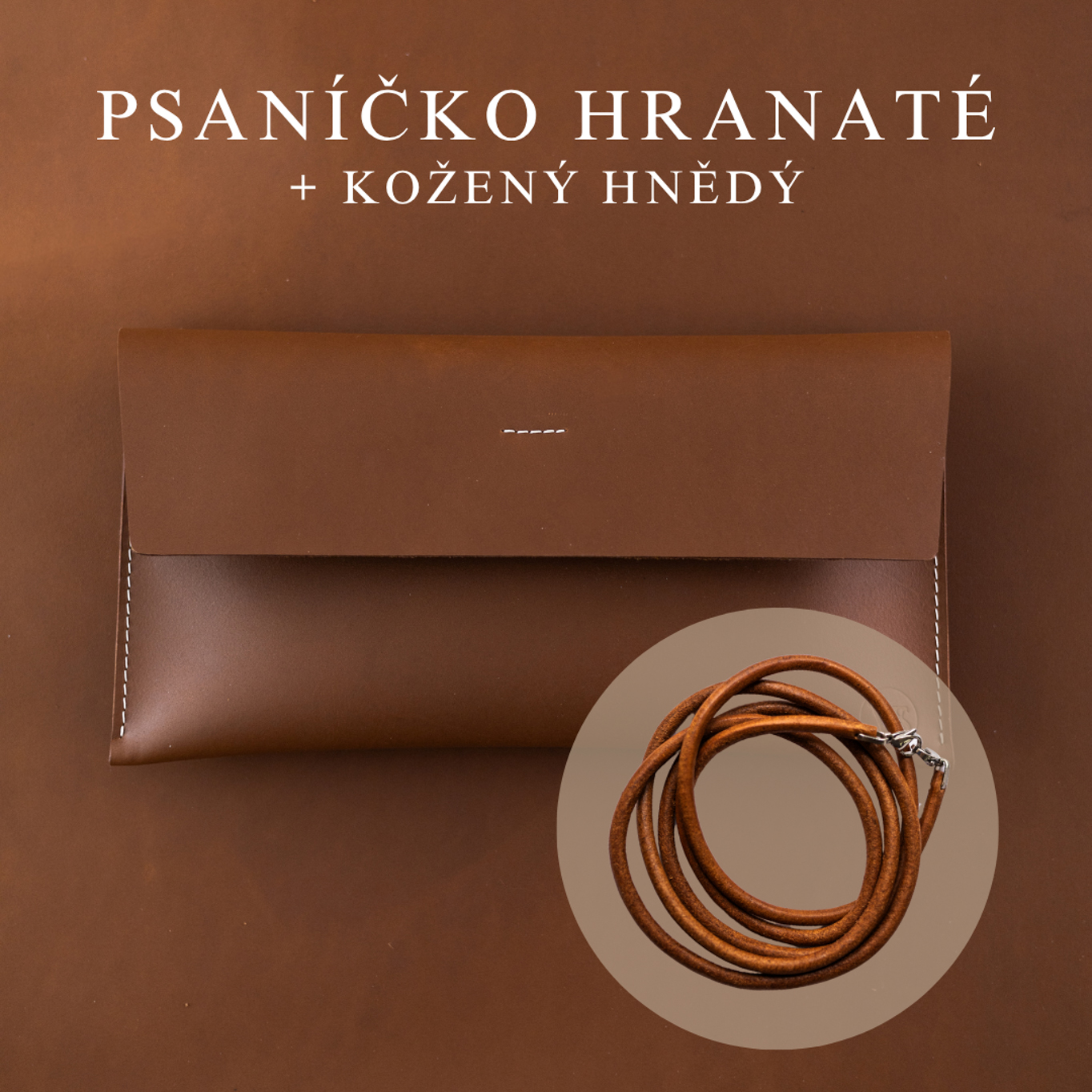 Psaníčko Hranaté - Hnědé Popruh: Kožený Hnědý